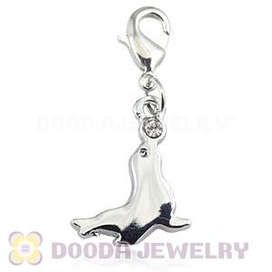 Platinum Plated Alloy European Jewelry Seal Charms With Stone