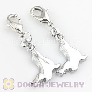 Platinum Plated Alloy European Jewelry Seal Charms With Stone