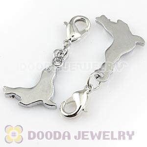 Platinum Plated Alloy European Jewelry Seal Charms With Stone