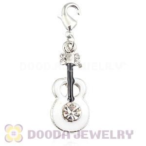 Platinum Plated Alloy Enamel European Jewelry Violin Charms With Stone