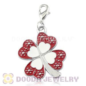 Platinum Plated Alloy Enamel European Jewelry Four-Leaf Clover Charms Wholesale