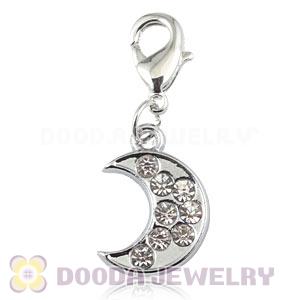 Platinum Plated Alloy European Jewelry Moon Charms With Stone
