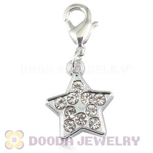 Platinum Plated Alloy European Jewelry Star Charms With Stone