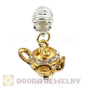 Gold Plated Alloy European Teapot Charms With Stone Wholesale