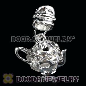 Silver Plated Alloy European Teapot Charms With Stone Wholesale