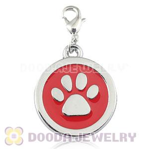 Platinum Plated Alloy Enamel European Jewelry Dog Paw Charms Wholesale
