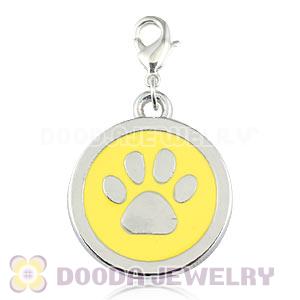 Platinum Plated Alloy Enamel European Jewelry Dog Paw Charms Wholesale