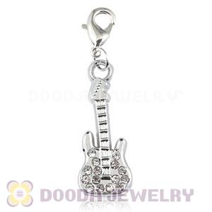 Platinum Plated Alloy European Jewelry Violin Charms With Stone