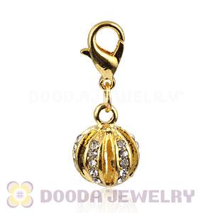 Gold Plated Alloy European Pumpkin Charms With Stone 