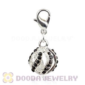 Silver Plated Alloy European Charms With Black Stone Wholesale
