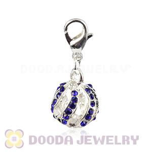 Silver Plated Alloy European Charms With Blue Stone Wholesale