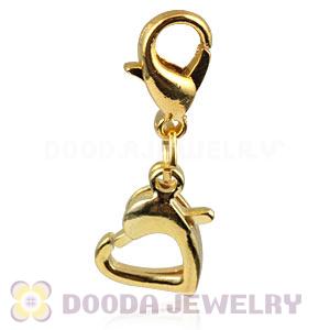Gold Plated Alloy European Heart Charms With Stone Wholesale