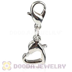 Silver Plated Alloy European Heart Charms With Stone Wholesale