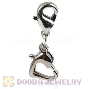 Platinum Plated Alloy European Heart Charms With Stone Wholesale