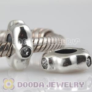 925 Sterling Silver Stopper Beads with Crystal CZ Stone