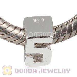 925 Sterling Silver Number 5 Charms Beads Wholesale