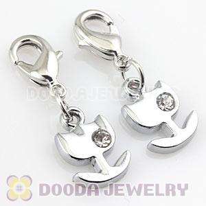 Platinum Plated Alloy European Jewelry Charms With Stone