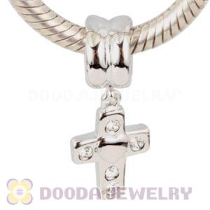 925 Sterling Silver European Dangle Crisscross Charms With CZ Stone