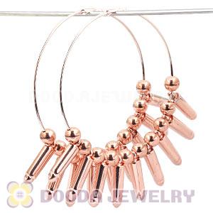 90mm Rose Gold Basketball Wives Hoop Earrings With Bullet Beads 
