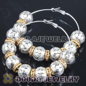 70mm Silver Basketball Wives Hoop Earrings With Alloy Ball Beads 