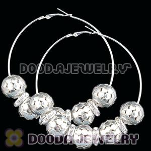 70mm Silver Basketball Wives Hoop Earrings With Alloy Ball Beads 