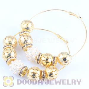 70mm Gold Basketball Wives Hoop Earrings With Alloy Ball Beads 