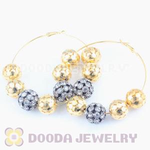70mm Basketball Wives Hoop Earrings With Alloy Ball Beads 