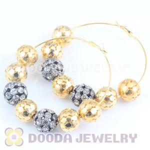 70mm Basketball Wives Hoop Earrings With Alloy Ball Beads 