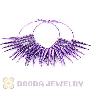 70mm Purple Basketball Wives Spike Hoop Earrings Wholesale