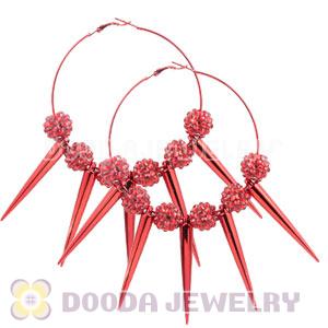 70mm Red Basketball Wives Spike Hoop Earrings Wholesale