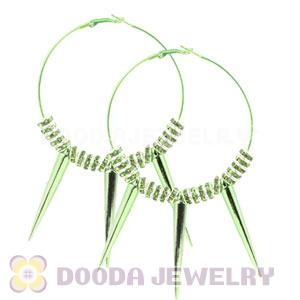 70mm Green Basketball Wives Spike Hoop Earrings Wholesale