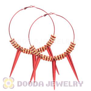70mm Red Basketball Wives Spike Hoop Earrings Wholesale