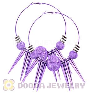 80mm Purple Basketball Wives Spike Hoop Earrings Wholesale