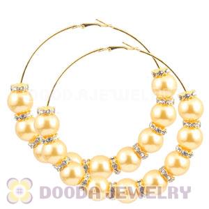 80mm Basketball Wives Hoop Earrings With ABS Pearl Beads 