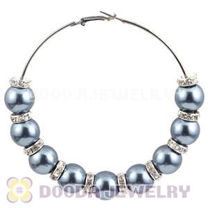 80mm Basketball Wives Hoop Earrings With ABS Pearl Beads 
