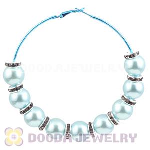 80mm Basketball Wives Hoop Earrings With ABS Pearl Beads 