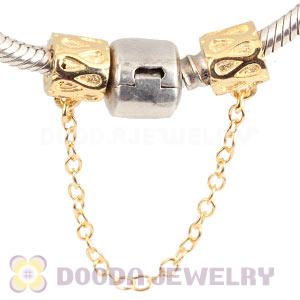 Gold Plated Silver Safety Chain fit European Style Bracelet