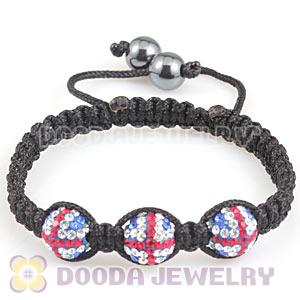 TresorBeads Macrame Bracelets With Crystal British Flag Beads And Hematite 