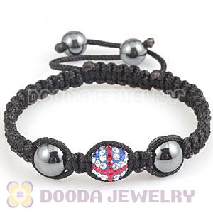 TresorBeads Macrame Bracelets With Crystal British Flag Beads And Hematite 