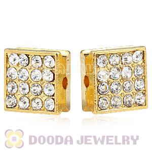 Gold Plated Pave Crystal Square Alloy Beads Wholesale