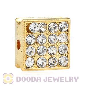 Gold Plated Pave Crystal Square Alloy Beads Wholesale
