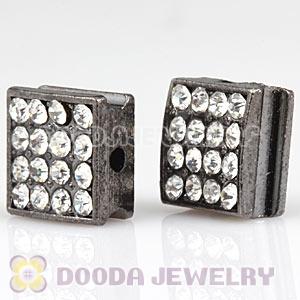 Gun Black Pave Crystal Square Alloy Beads Wholesale