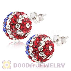 10mm Czech Crystal The Old Glory Bead Sterling Silver Stud Earrings Wholesale