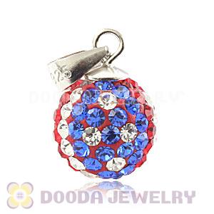 Sterling Silver 10mm Czech Crystal Flag Of USA Pendants Wholesale