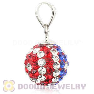 Sterling Silver 10mm Czech Crystal Flag Of USA Pendants Wholesale