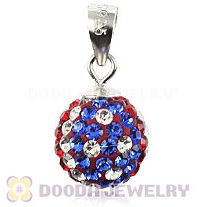 Sterling Silver 10mm Czech Crystal Flag Of USA Pendants Wholesale