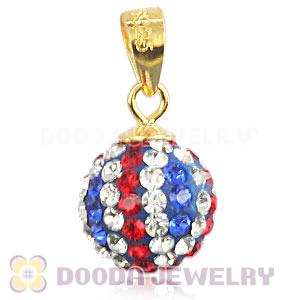 Gold Plated Silver 10mm Czech Crystal British Flag Pendants Wholesale