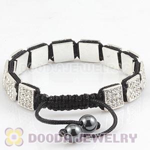Handmade Pave Crystal Square Alloy Bracelets With Hematite