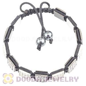 Handmade Pave Crystal Square Alloy Bracelets With Hematite