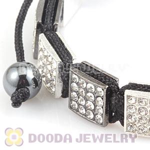 Handmade Pave Crystal Square Alloy Bracelets With Hematite